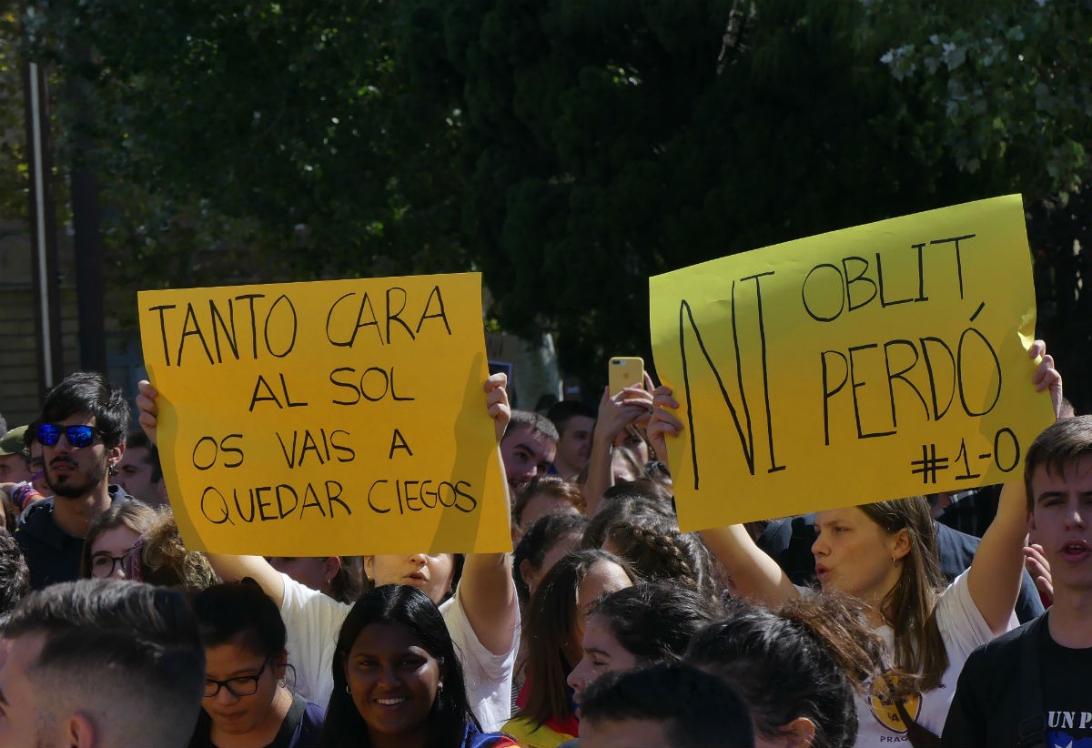Manifestació dels estudiants per commemorar l'1-O a Tarragona, en una imatge d'arxiu.