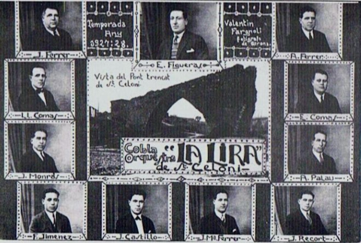 Una postal de l'orquestra La Lira de la temporada 1927 - 1928