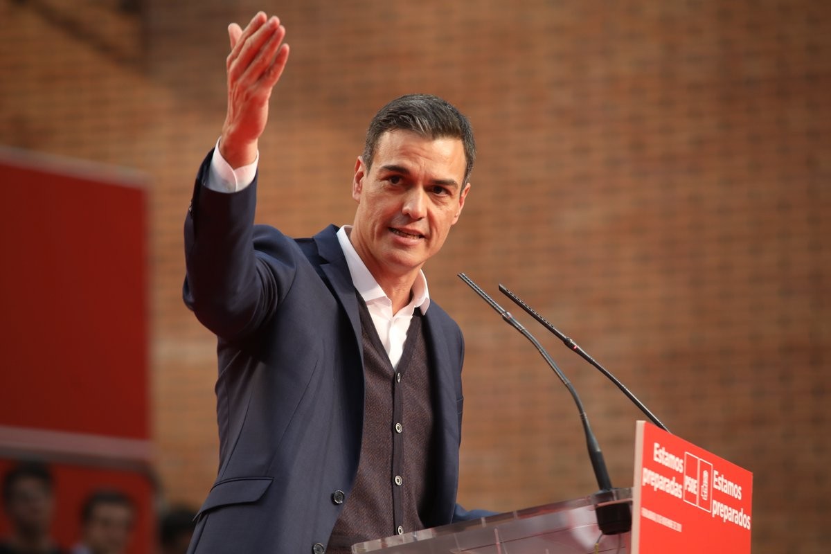 Pedro Sánchez, en un acte polític del PSOE a Fuenlabrada