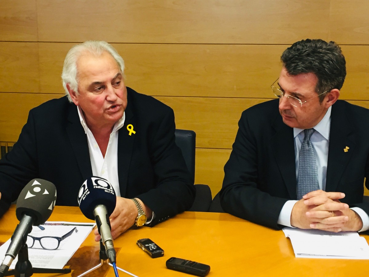 El batlle d'Olot, Josep N. Corominas, i el president de la Diputació de Girona, Miquel Noguer.
