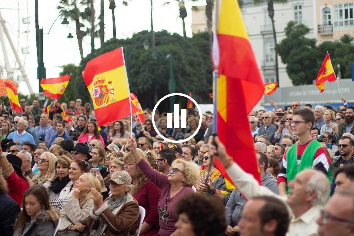 Simpatitzants de Vox, en un acte de campanya de les andaluses.