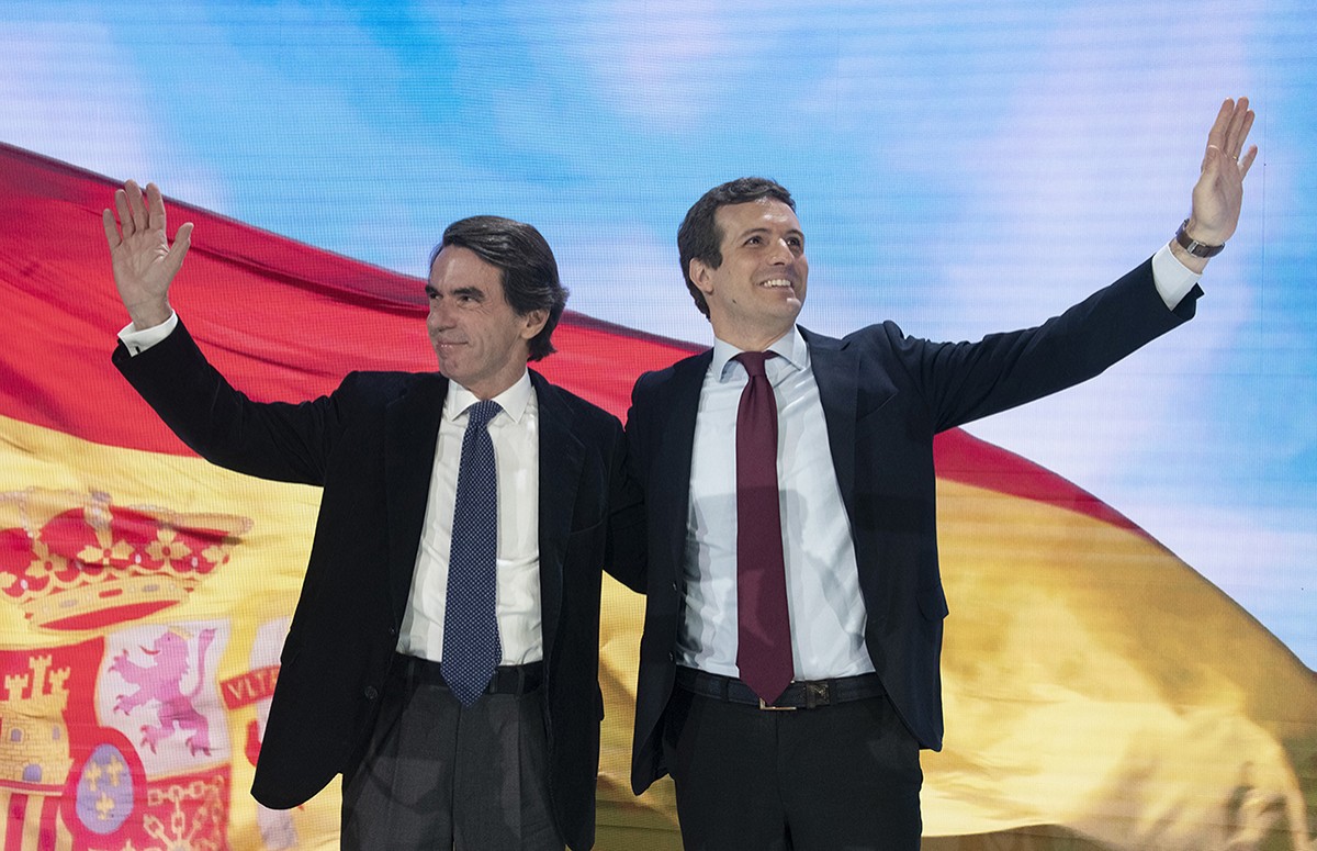 L'expresident espanyol José María Aznar i el líder del PP, Pablo Casado