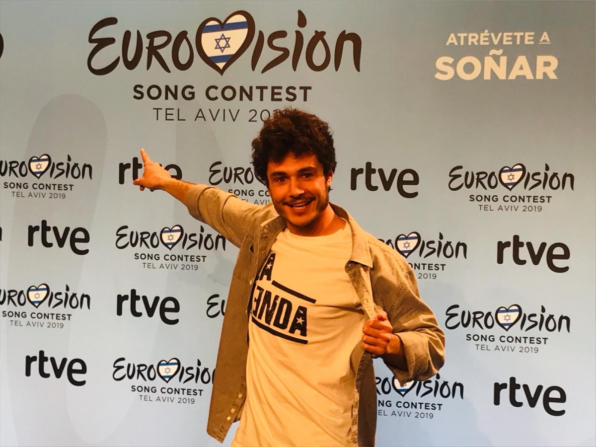 Miki Nuñez durant la roda de premsa d'Eurovisió. 