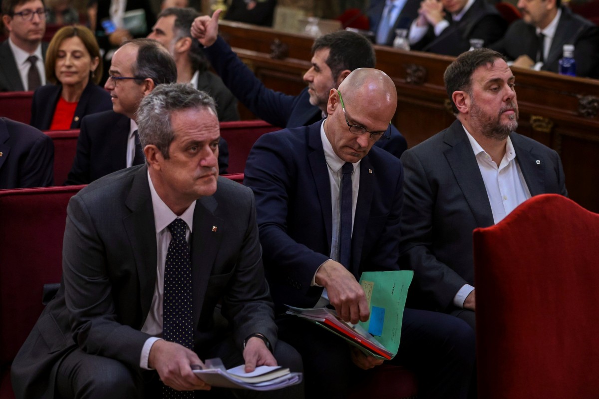 Joaquim Forn, Raül Romeva i Oriol Junqueras, al banc dels acusats
