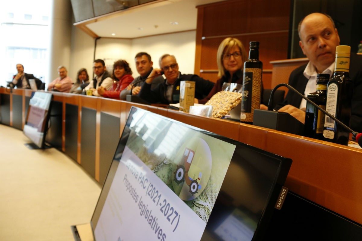 Reunió d'alcaldes i alcaldables d'ERC amb el representant de la Direcció General d'Agricultura, Ricard Ramon Sumoy, al Parlament Europeu. 