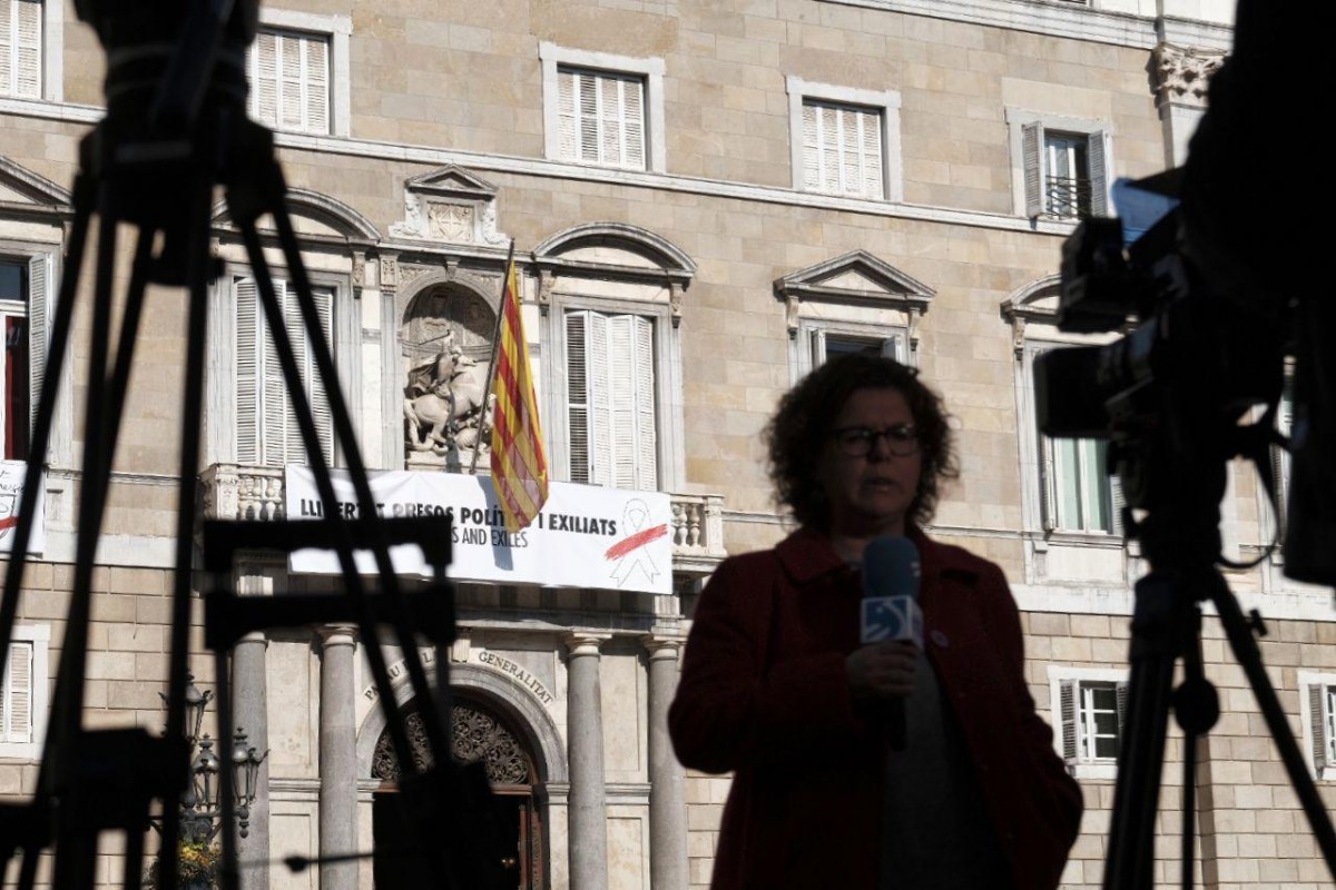 Imatge de la plaça de Sant Jaume, amb el Palau de la Generalitat al fons