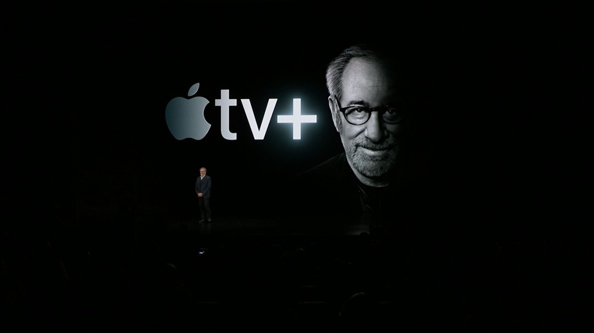 Steven Spielberg a la presentació d'Apple TV Plus.