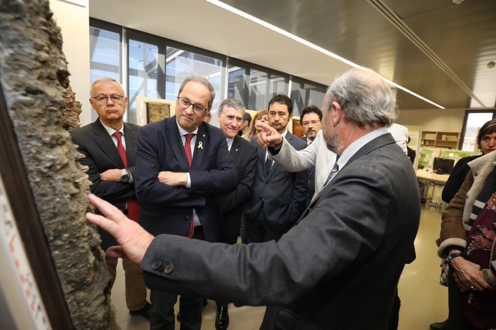 Quim Torra, durant la seva visita a la seu de l’ICGC a Tremp