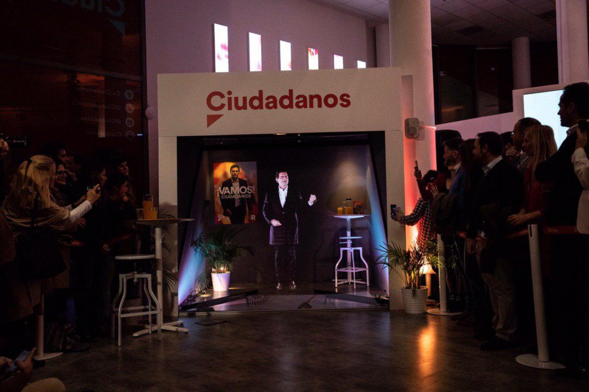 L'holograma d'Albert Rivera durant la campanya de Ciutadans