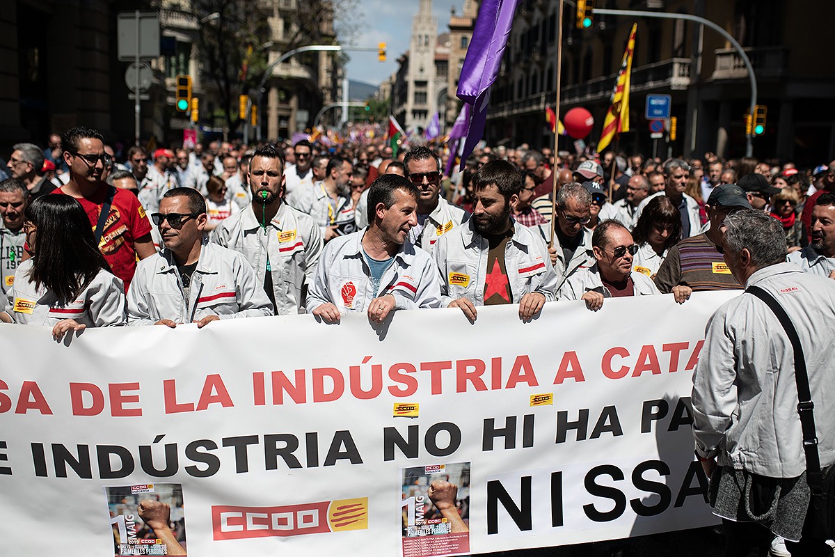 Nissan, present a la manifestació de l'1 de maig a Barcelona.
