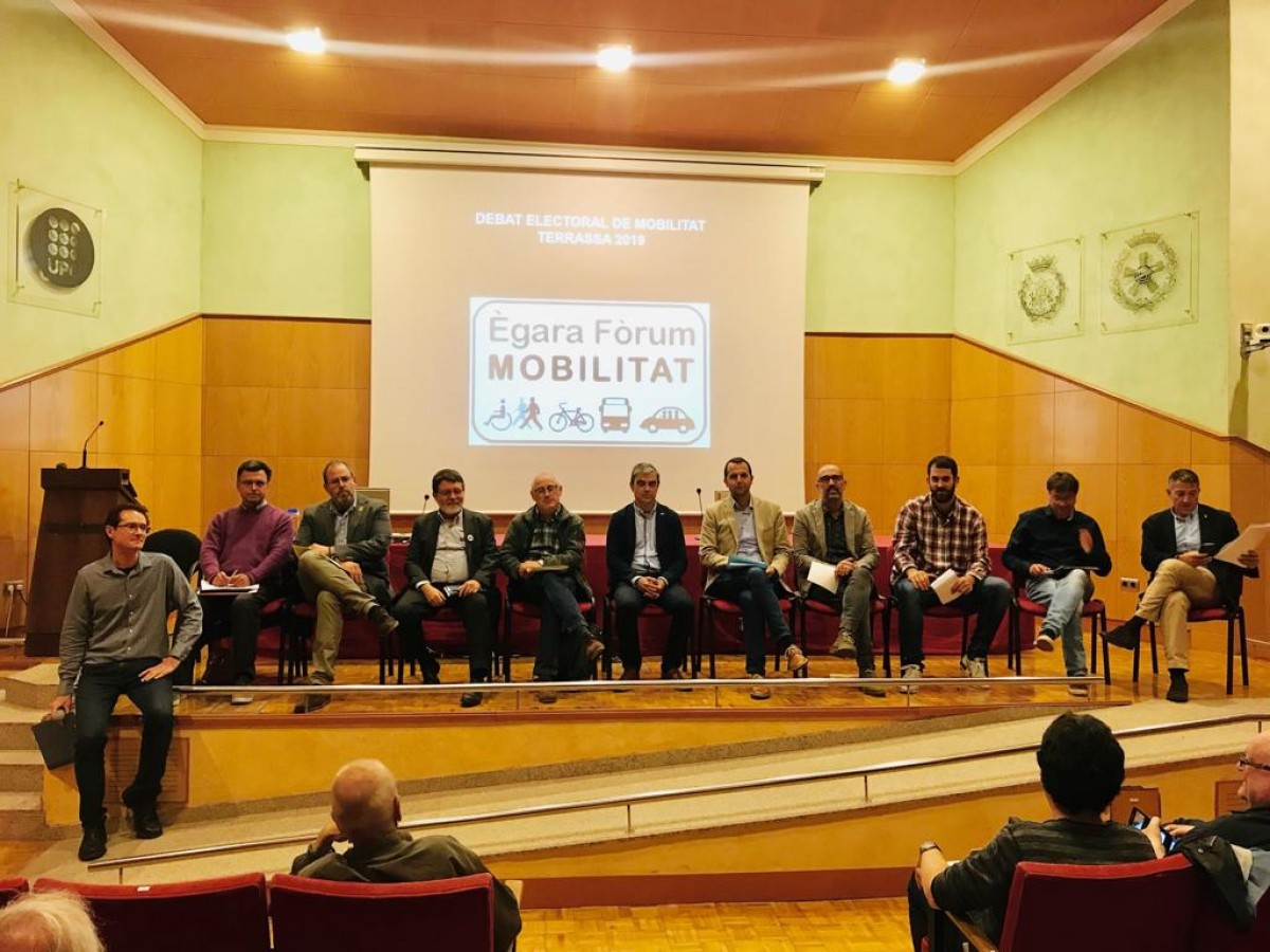 Representants polítics de Terrassa en el debat electoral sobre mobilitat. 