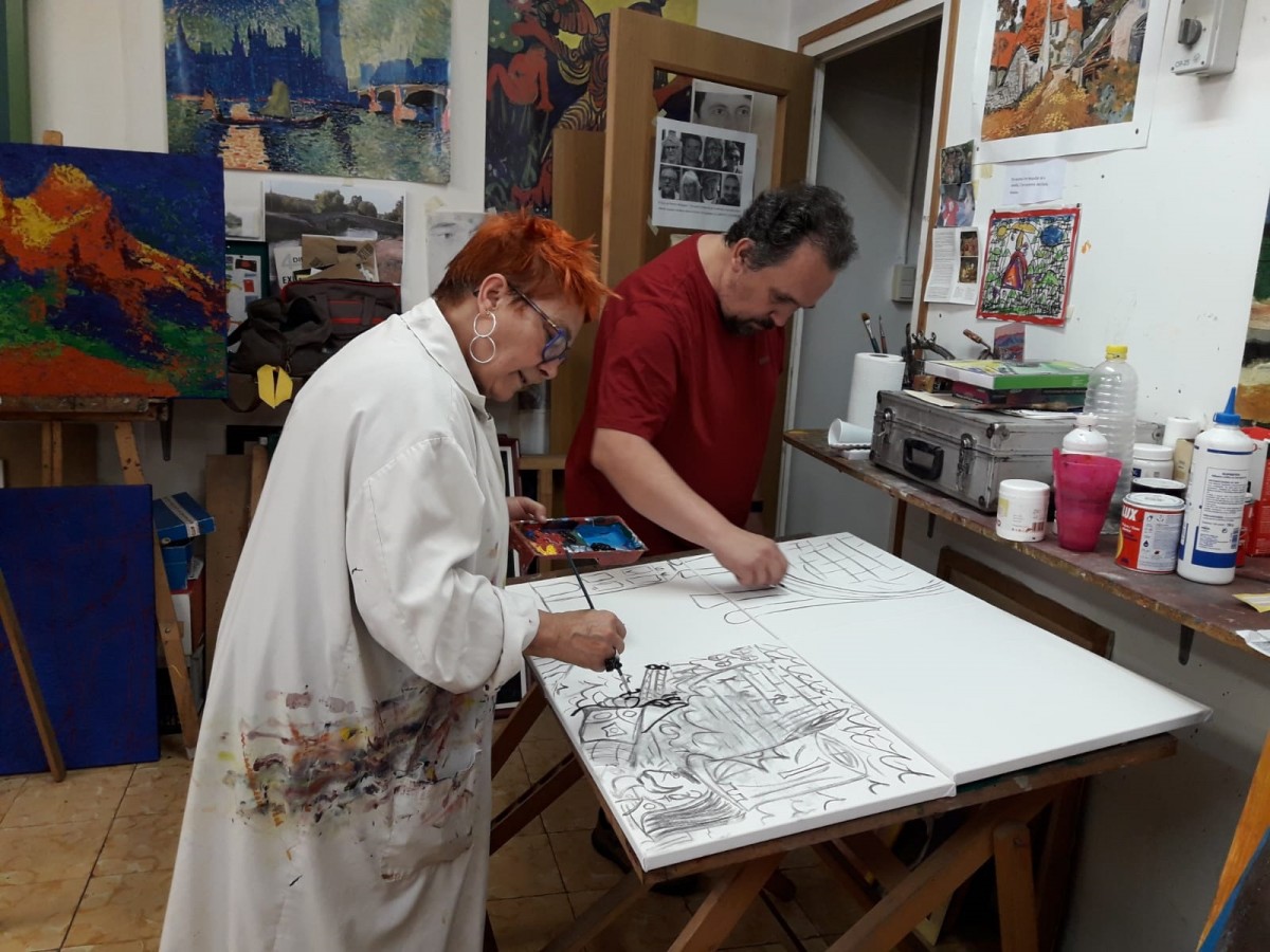 Els artistes Eva Puig i Diego Torrijos, participants de «Parelles artístiques».