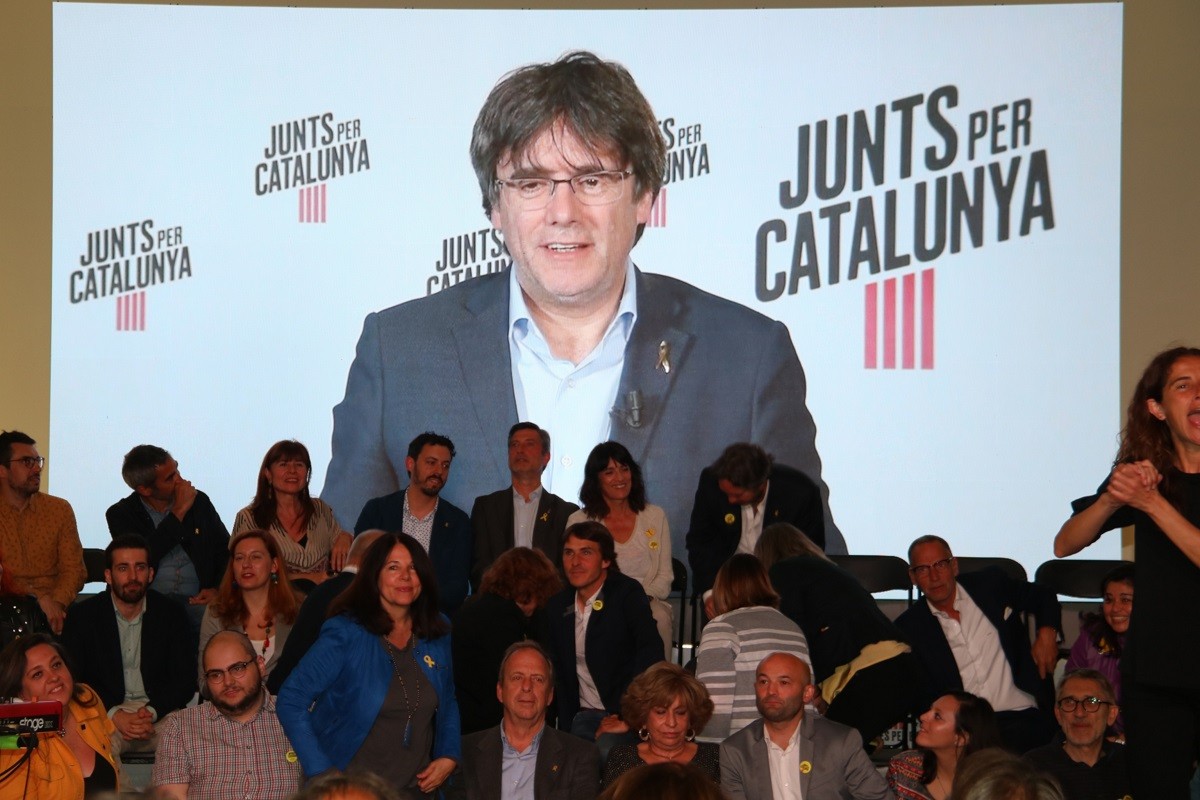 Carles Puigdemont, aquest dijous en l'arrencada de campanya de Junts per Catalunya