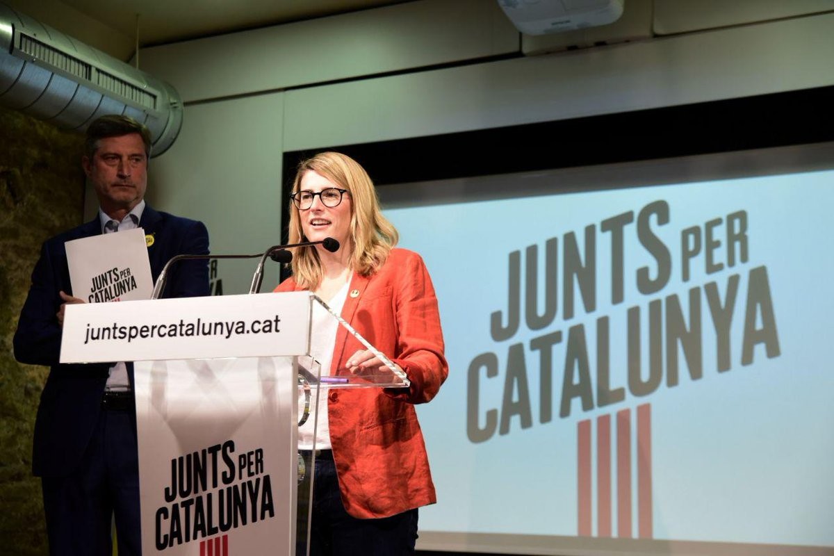 Elsa Artadi i Jordi Martí, aquest dilluns en la roda de premsa sobre seguretat de JxCat
