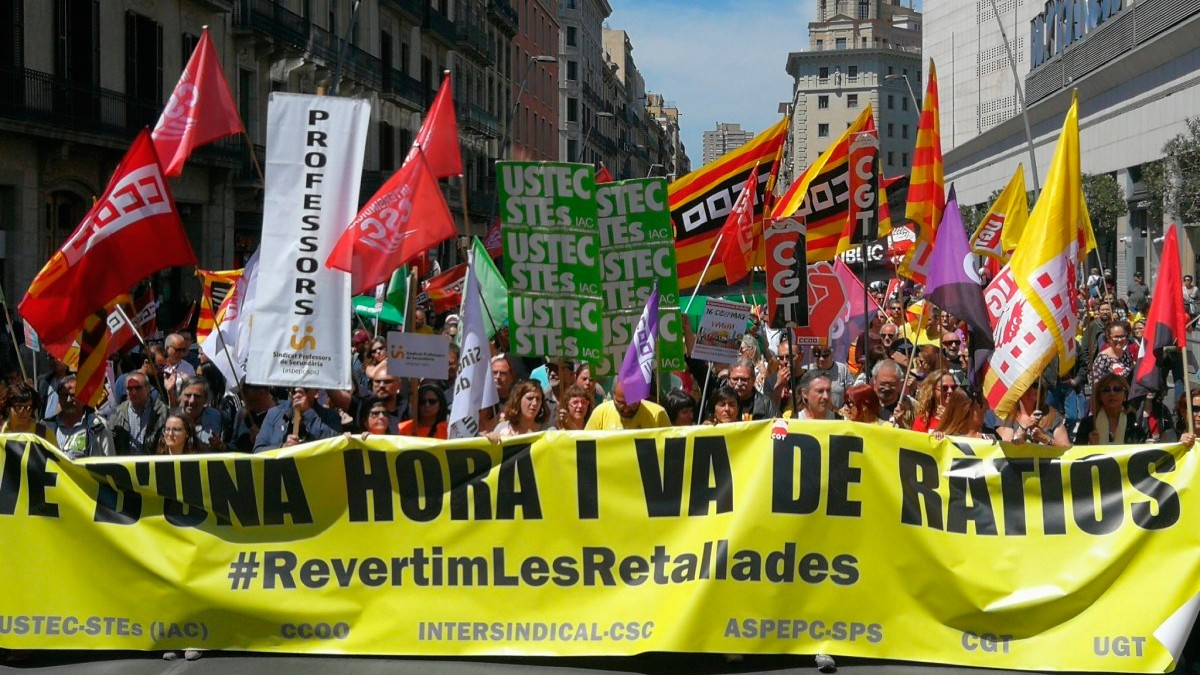 Manifestació de la vaga de docents aquest dijous a Barcelona
