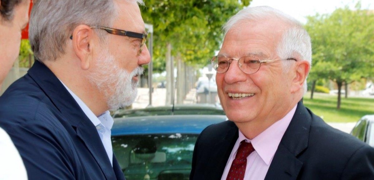 Josep Borrell amb l'alcalde de Lleida, Fèlix Larrosa