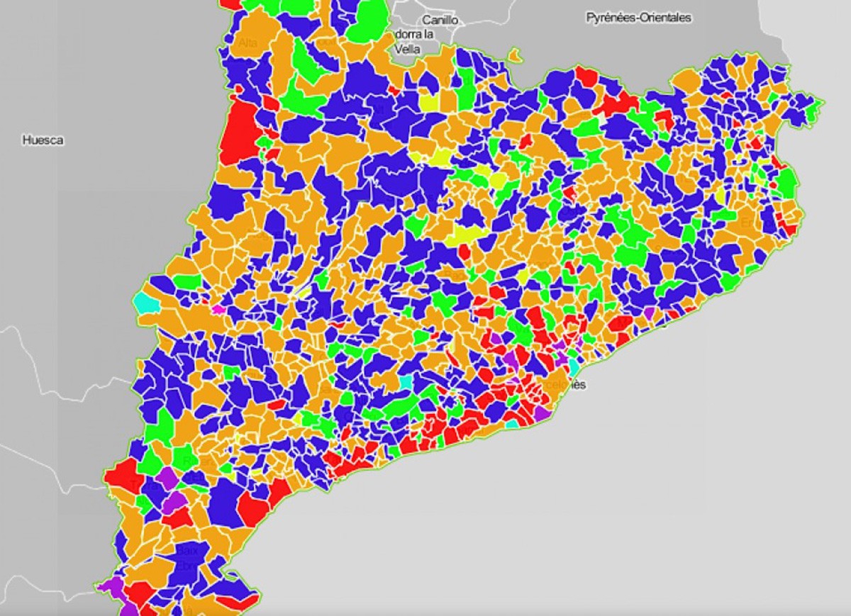Mapa municipal, segons el primer partit a cada ajuntament