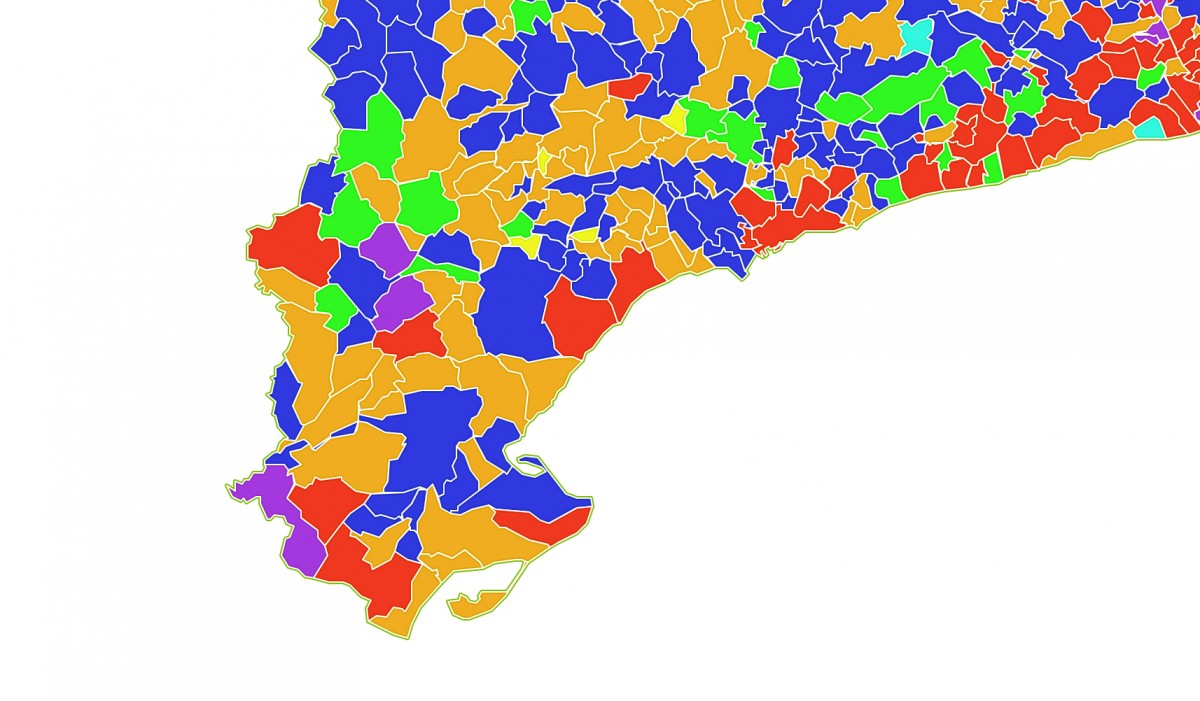 Mapa municipal, segons el primer partit a cada ajuntament.