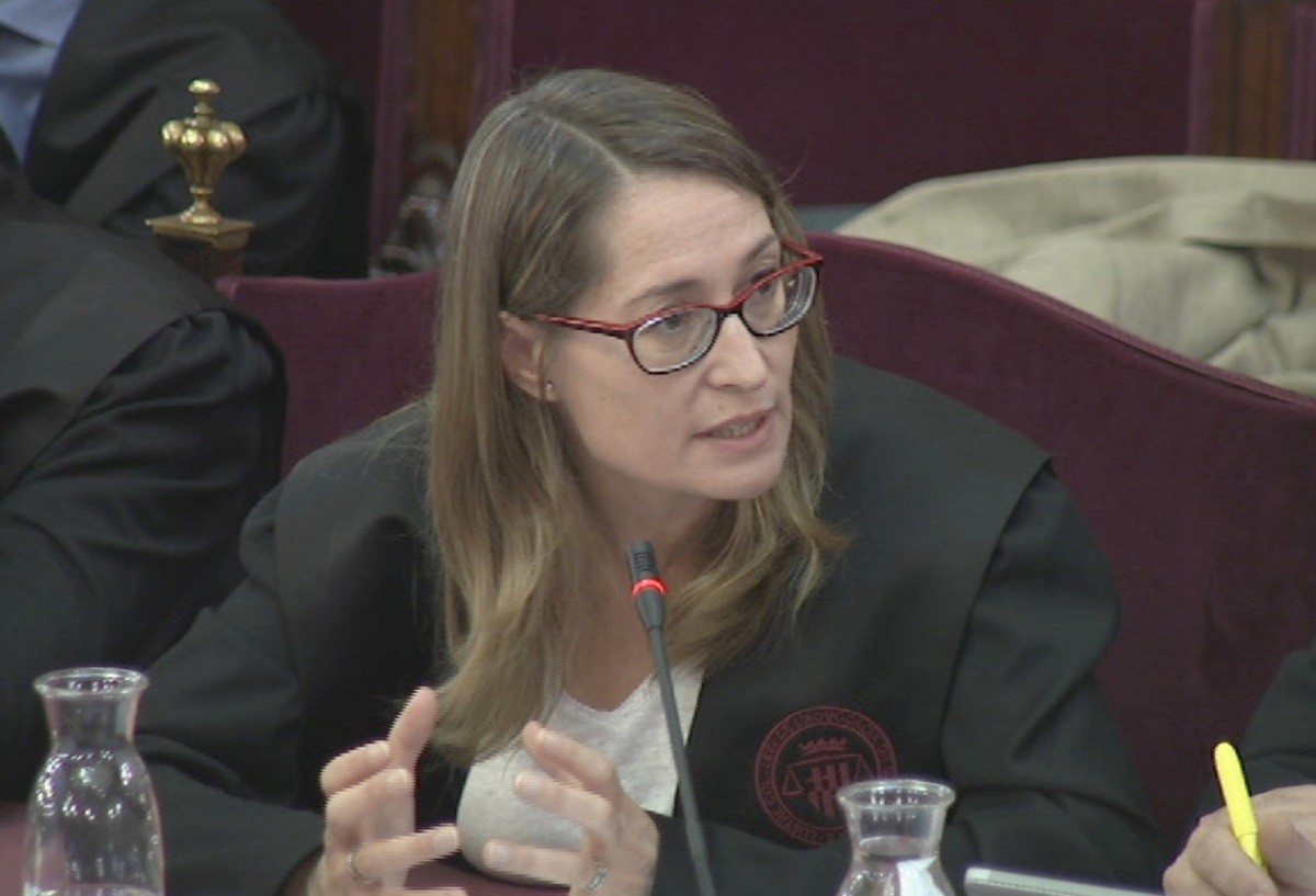 Marina Roig, advocada de Jordi Cuixart, durant la presentació del seu informe final.