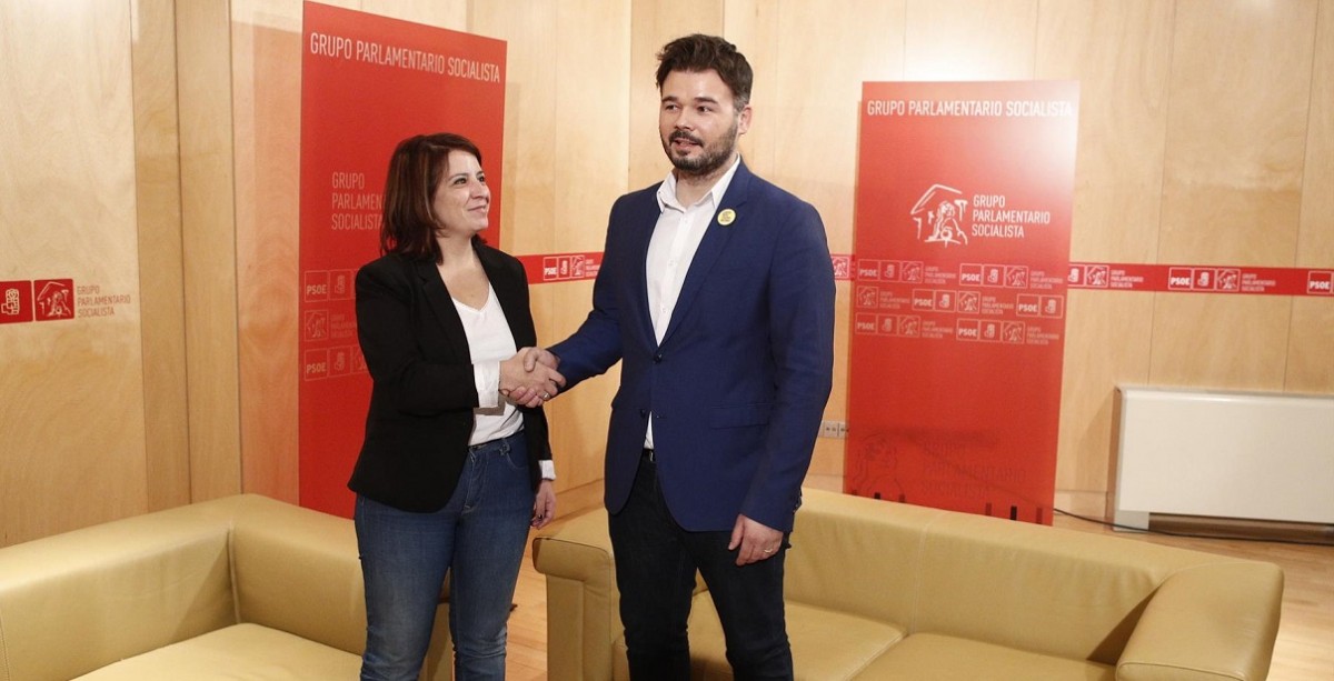 El portaveu d'ERC al Congrés, Gabriel Rufián, i la portaveu del PSOE, Adriana Lastra.