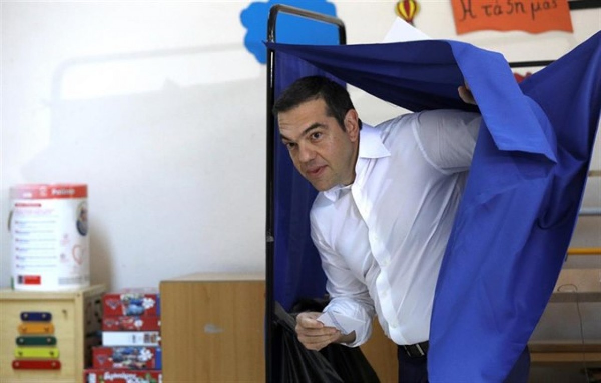Alexis Tsipras, després d'emetre el seu vot