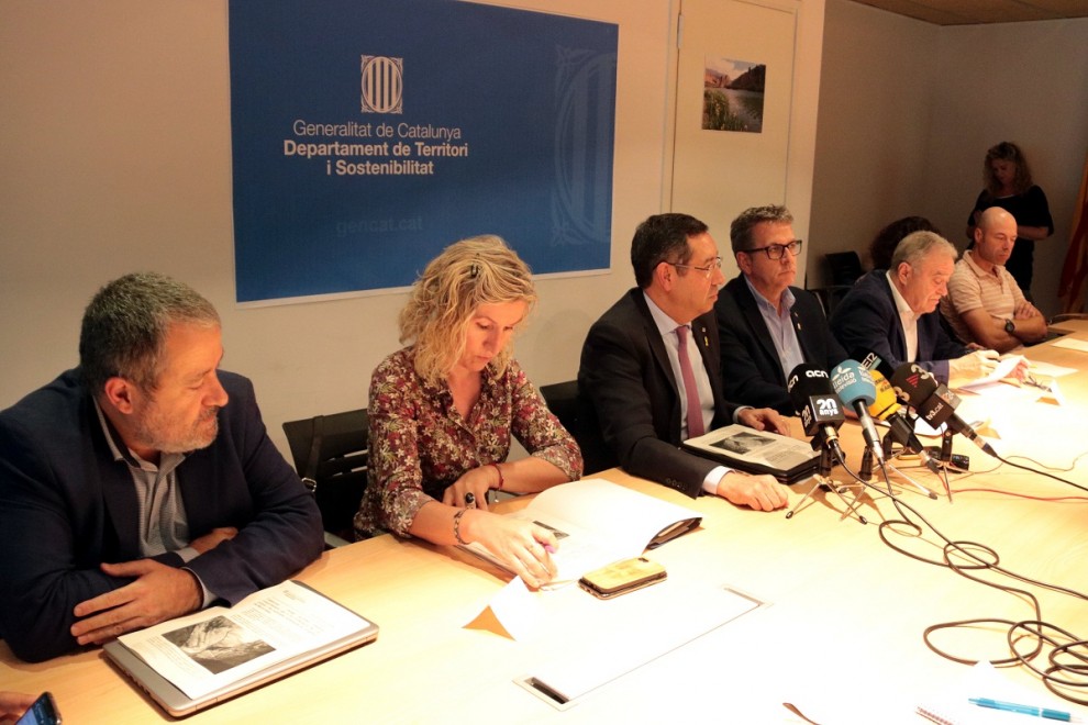 Imatge de la roda de premsa posterior a la reunió entre les administracions catalana i aragonesa
