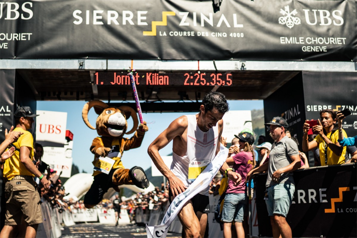 Kilian Jornet, en l'arribada de la Sierre-Zinal de 2018 que ha calcat aquest 2019