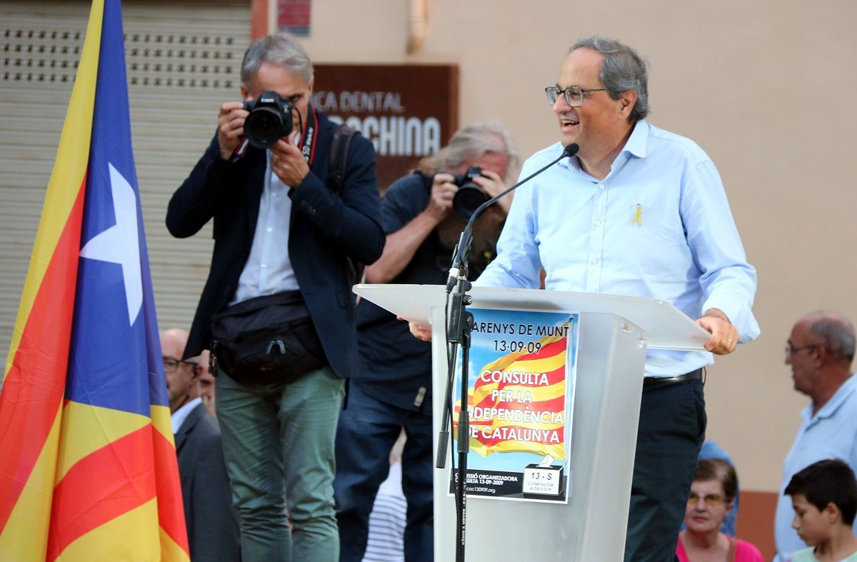 El president de la Generalitat, Quim Torra, aquest divendres a Arenys de Munt