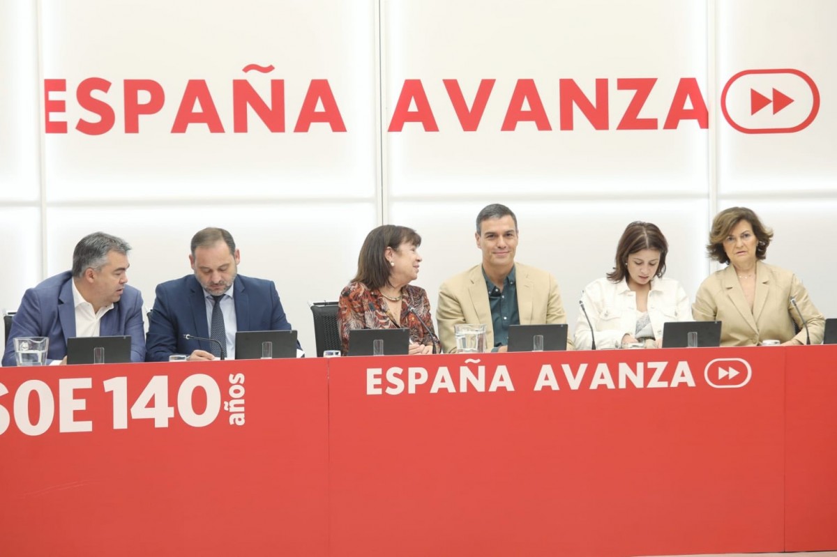 Pedro Sánchez encapçalant la reunió de la direcció del PSOE aquest dijous