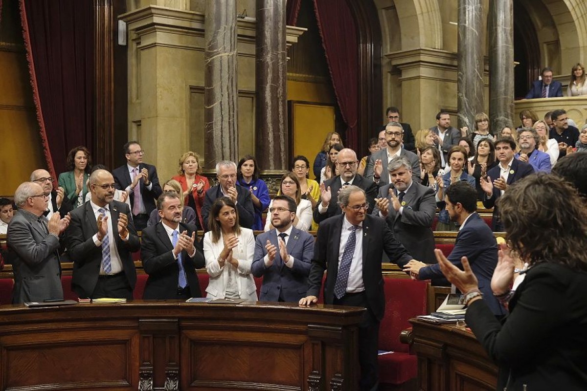 El president de la Generalitat, Quim Torra, aquest dimecres en el debat de política general