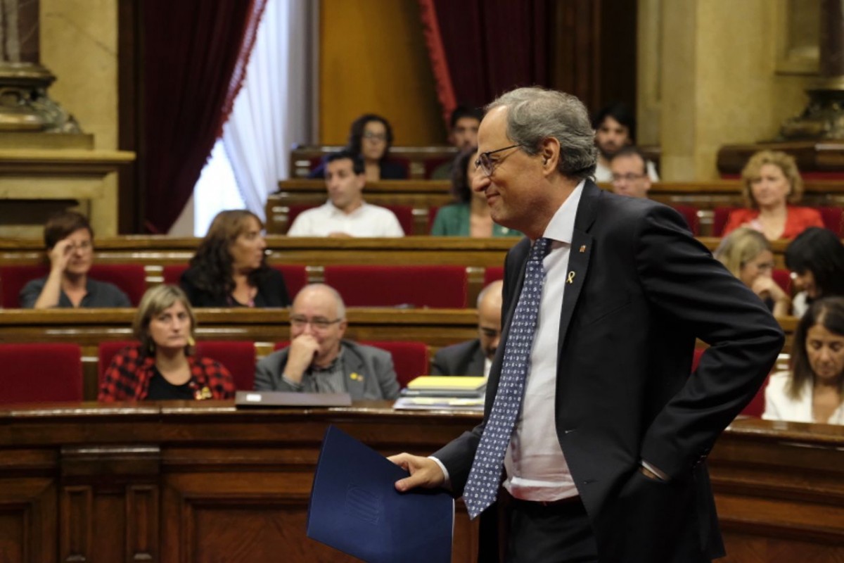 El president de la Generalitat, Quim Torra, aquest dimecres en el debat de política general