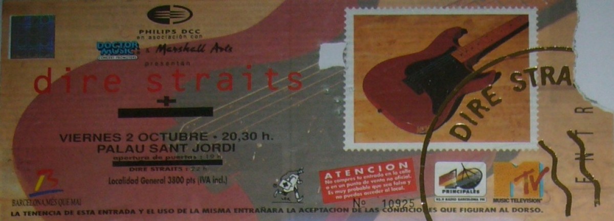 Entrada d'un concert de Dire Straits l'any 1992.