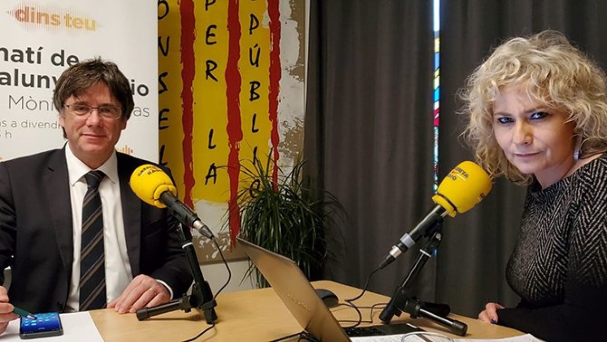 Carles Puigdemont i Mònica Terribas, aquest dimarts a Waterloo
