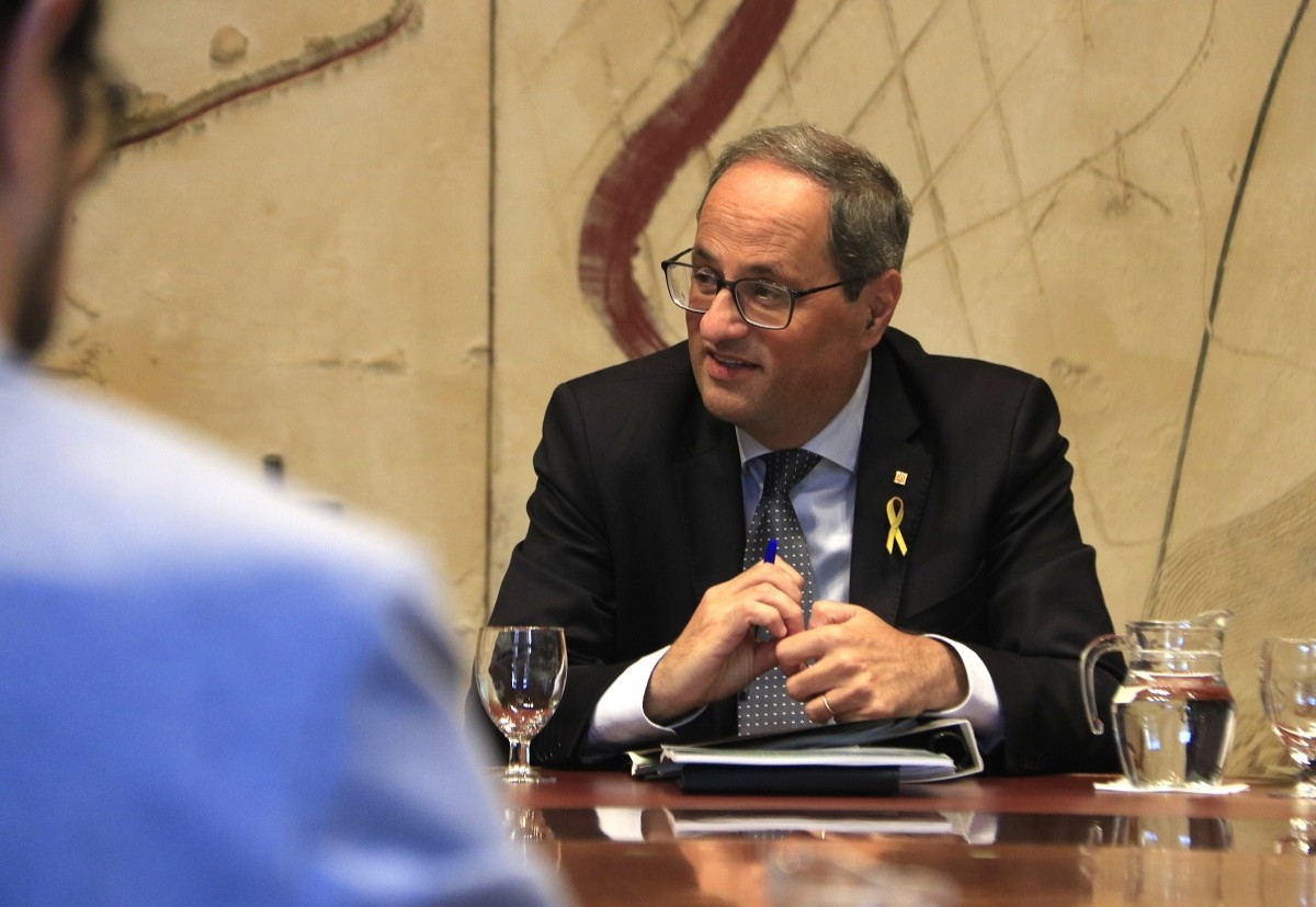 El president de la Generalitat, Quim Torra, en la reunió del Govern del 8 d'octubre del 2019