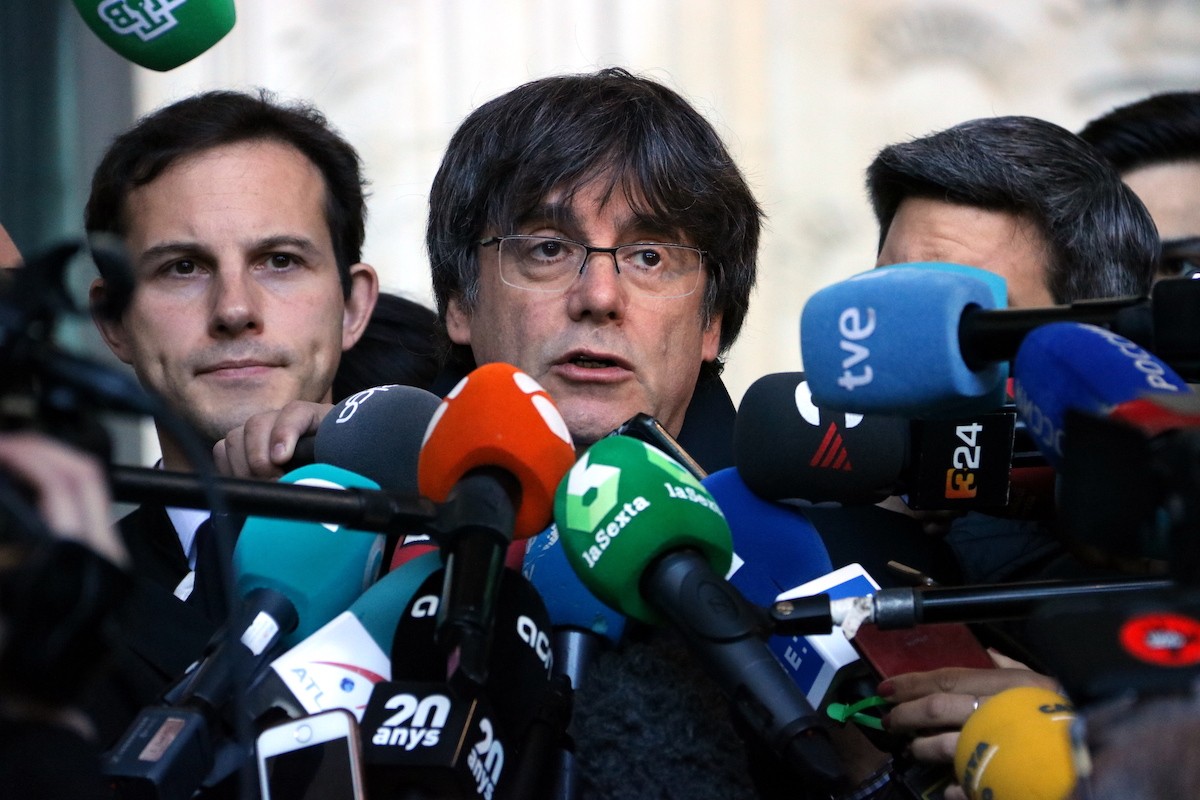 Carles Puigdemont aquest dimarts després de la vista davant de la justícia belga