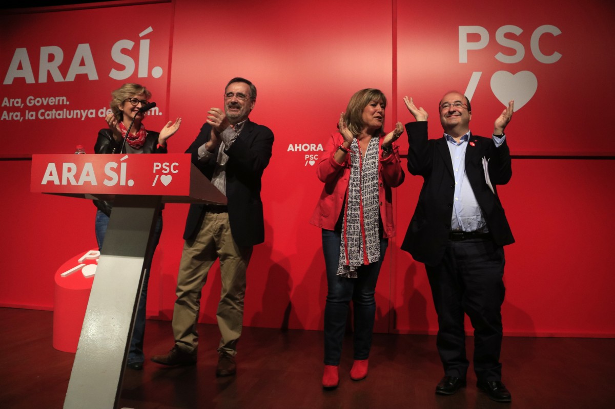 Acte de campanya del PSC amb Miquel Iceta, Nuria Marín i Manuel Cruz