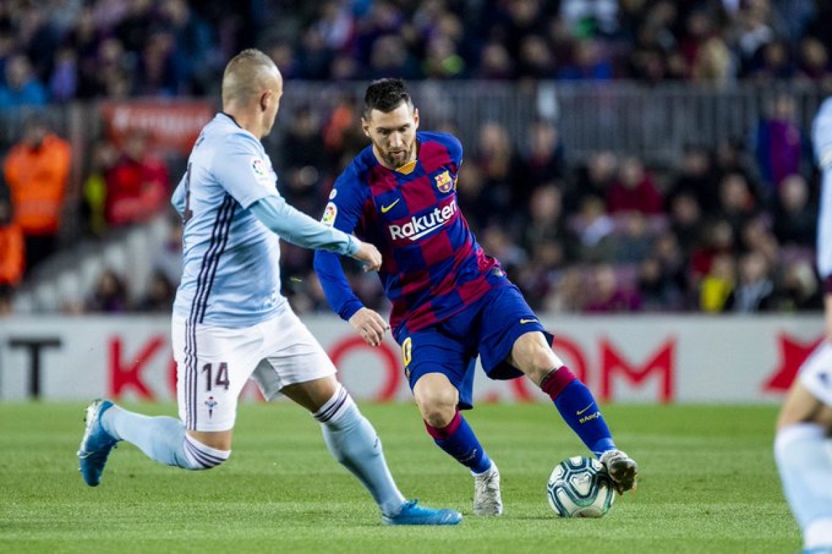 Leo Messi, en un dels moments del partit contra el Celta