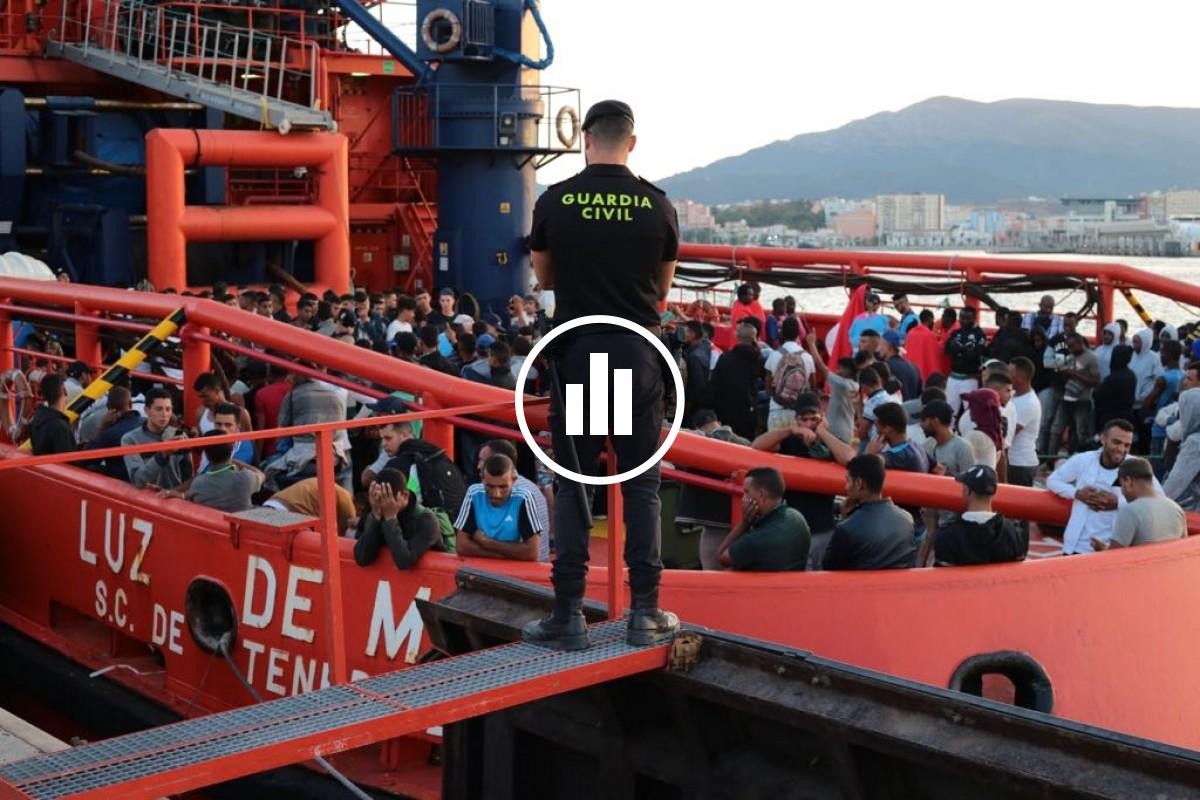 Embarcació amb immigrants, retinguda per la Guàrdia Civil.