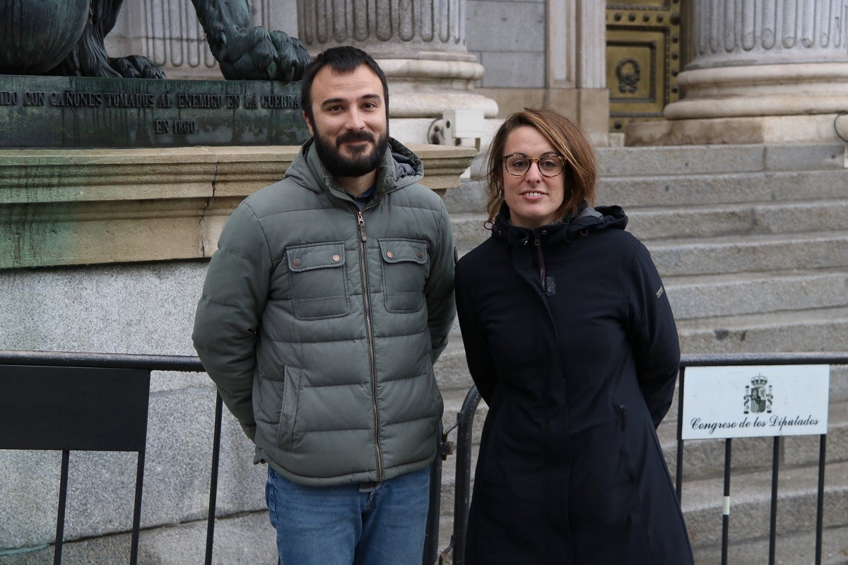 Els diputats de la CUP Mireia Vehí i Albert Botran, aquest dijous al Congrés