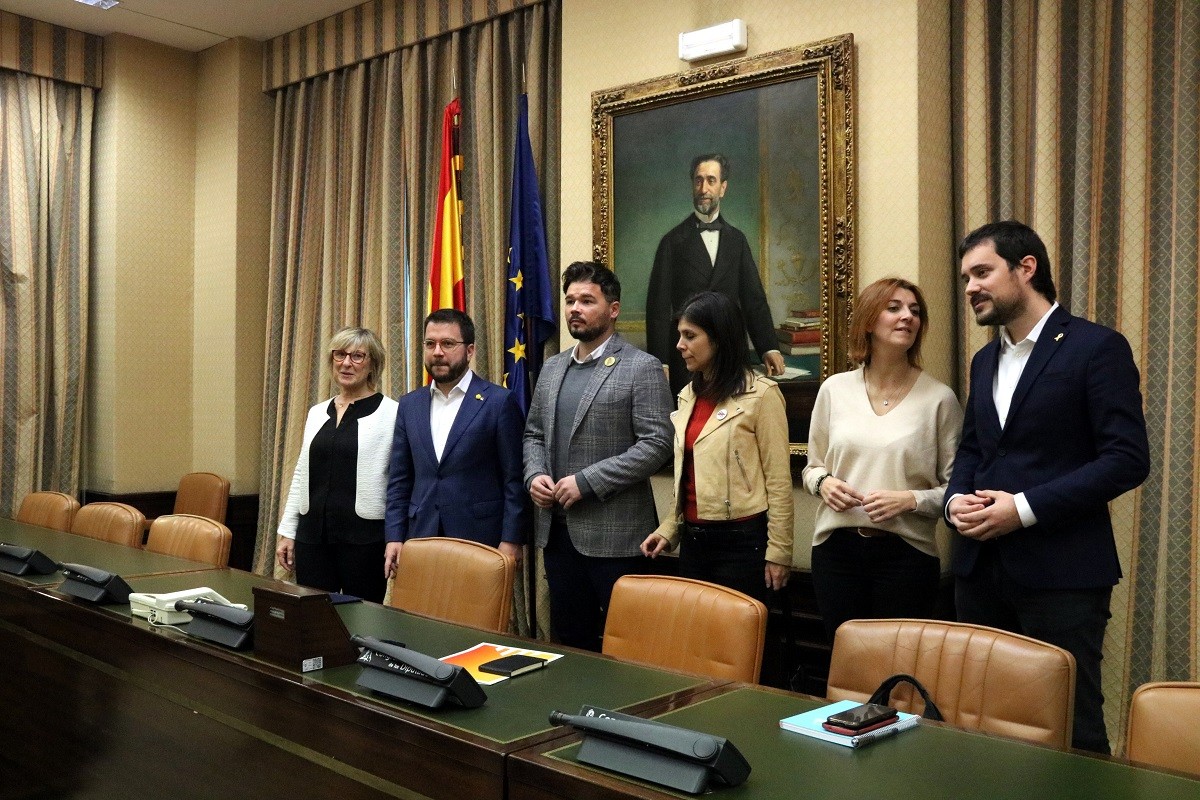 Aragonès i Rufián, amb la direcció d'ERC i els grups al Congrés i al Senat