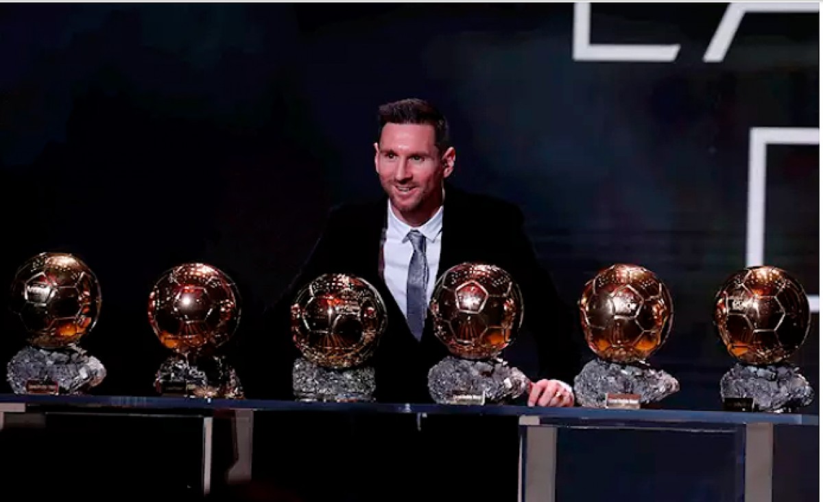 Leo Messi, amb les sis Pilotes d'Or