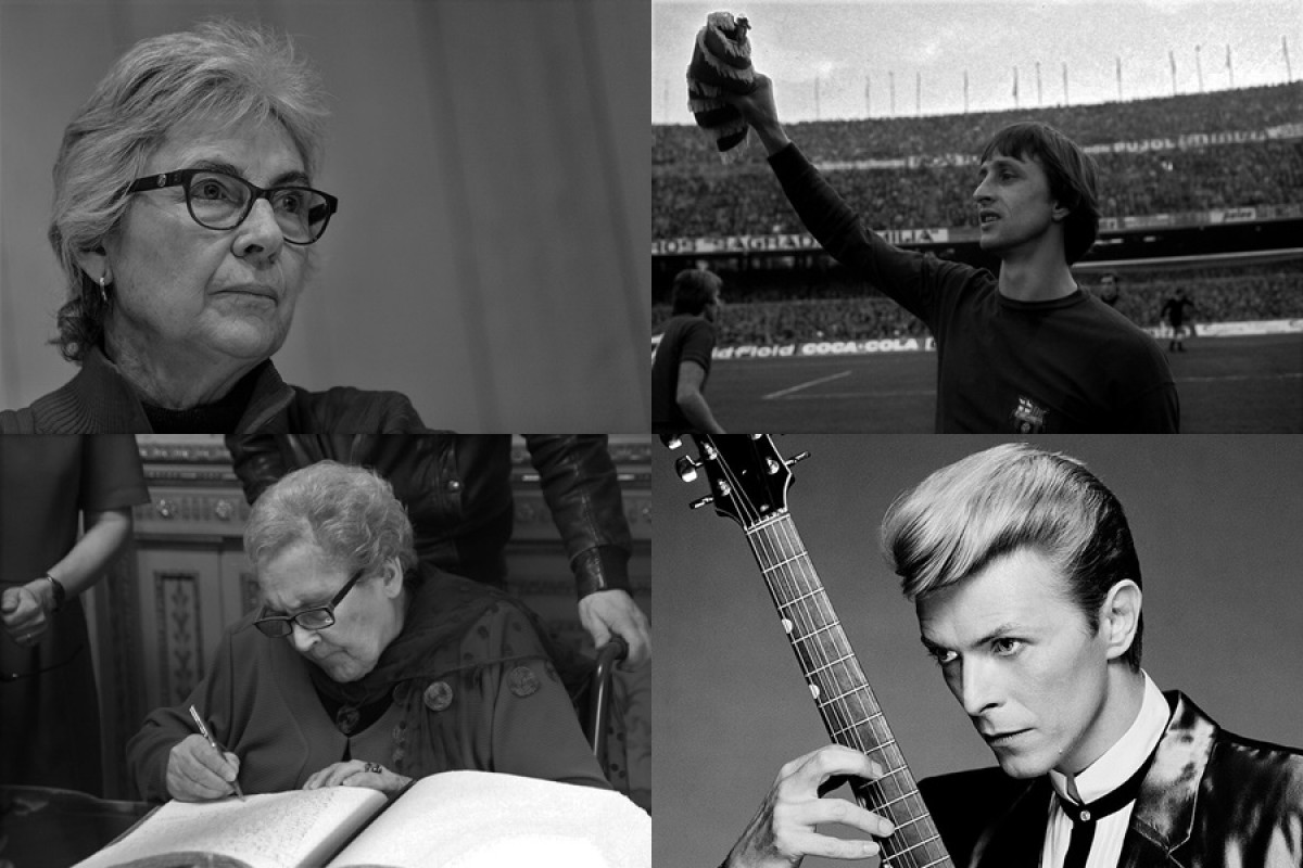 Muriel Casals, Johan Cruyff, Neus Català, i David Bowie.