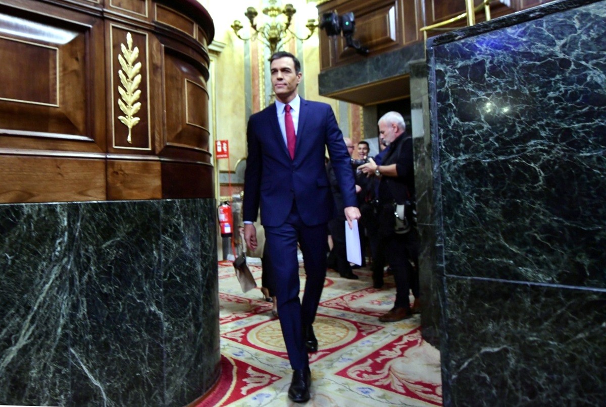 El candidat a la presidència del govern espanyol, Pedro Sánchez, aquest dimarts al Congrés