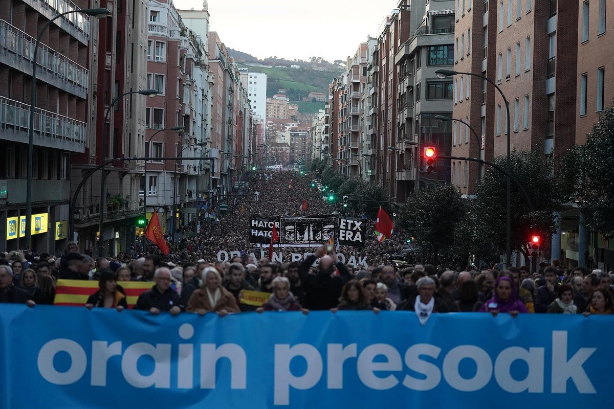 Imatge de la manifestació aquesta tarda a Bilbao