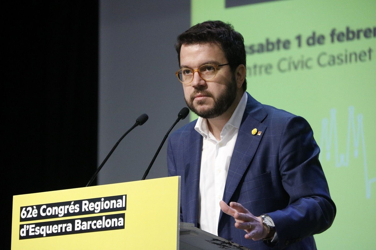 El coordinador nacional d'ERC, Pere Aragonès, durant el 62è Congrés Regional d'ERC a Barcelona