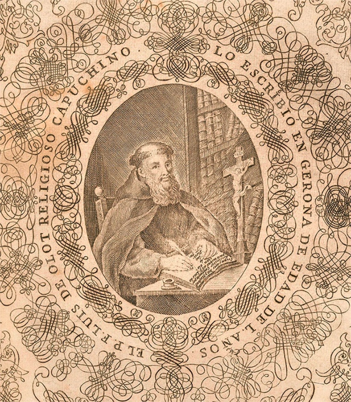 Una il·lustració antiga ens mostra el frare caputxí Lluís d'Olot.