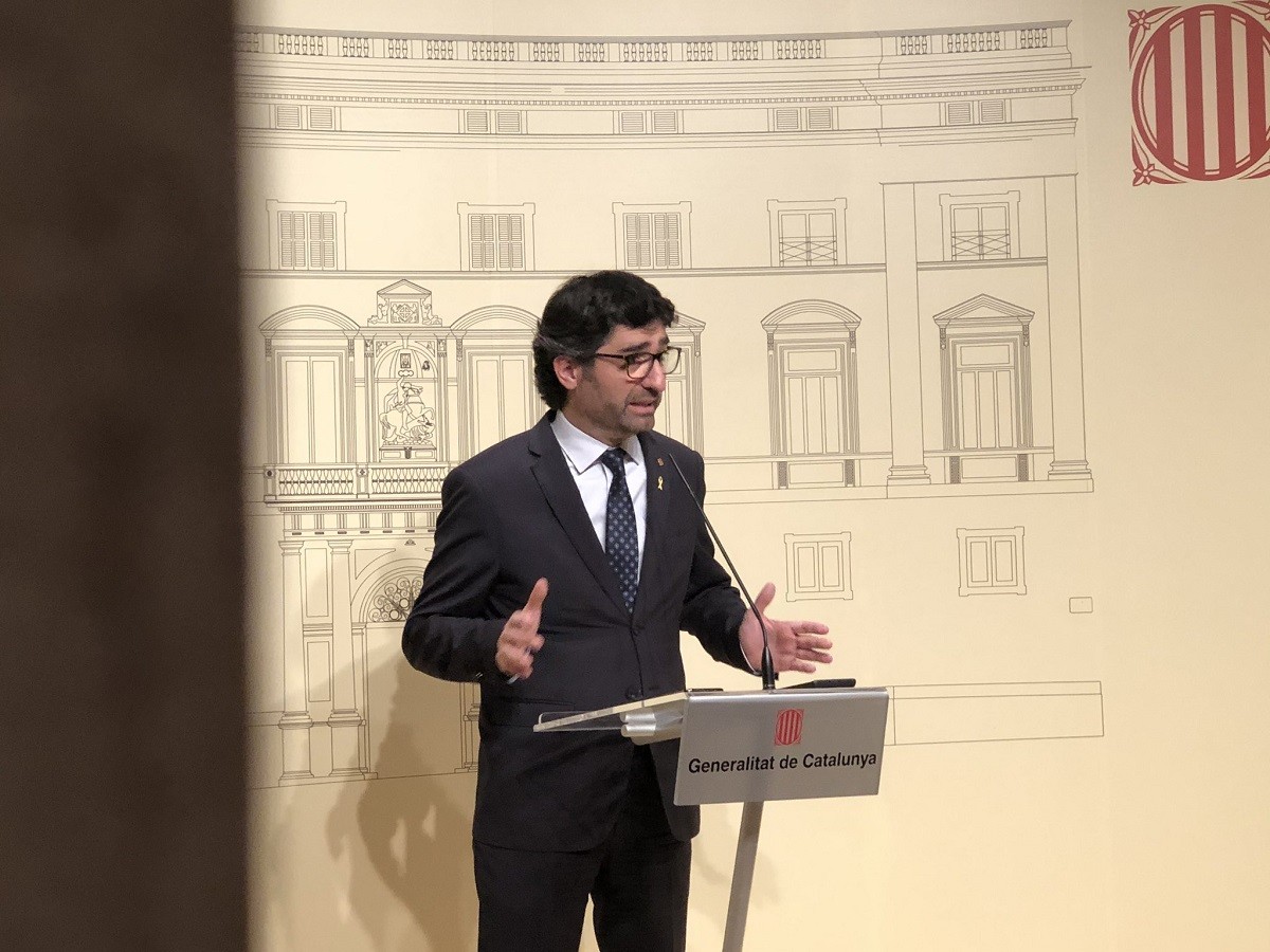 El conseller de Polítiques Digitals, Jordi Puigneró, en compareixença aquest dilluns
