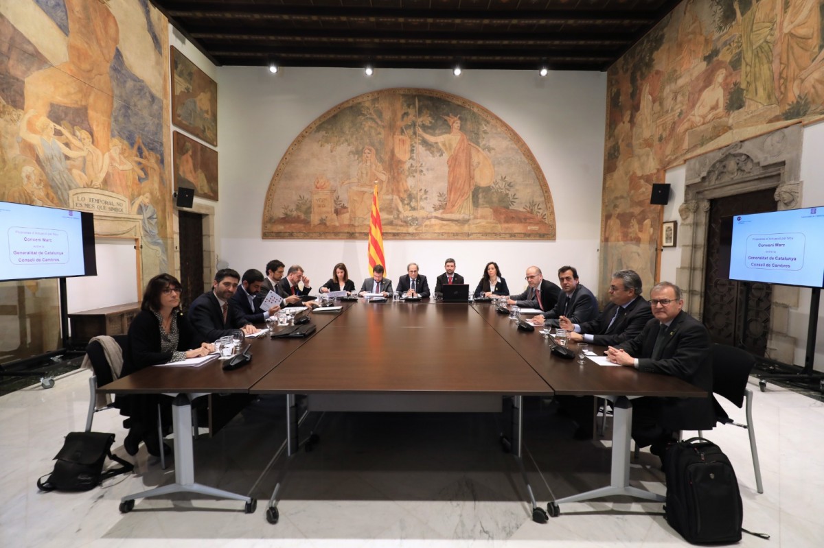 Reunió del Govern amb la Cambra de Comerç de Barcelona a inicis del 2020.