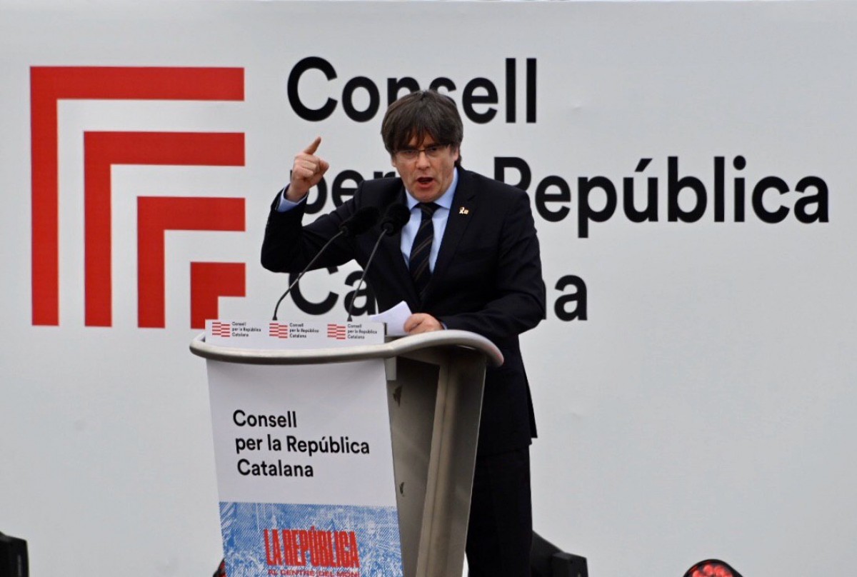 Carles Puigdemont, en l'acte del 29 de febrer de 2020 a Perpinyà
