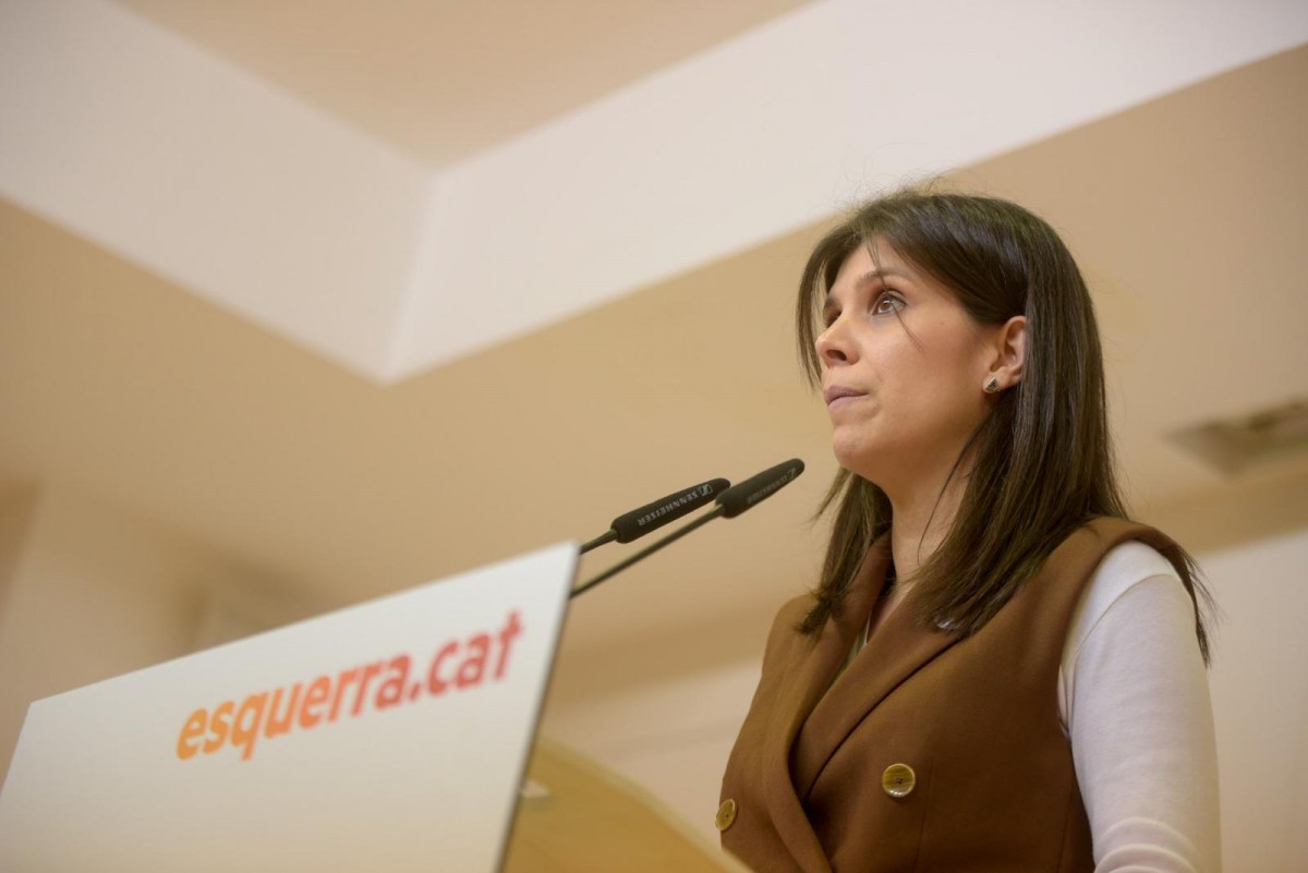 La secretària general adjunta  i portaveu d'ERC, Marta Vilalta, en roda de premsa